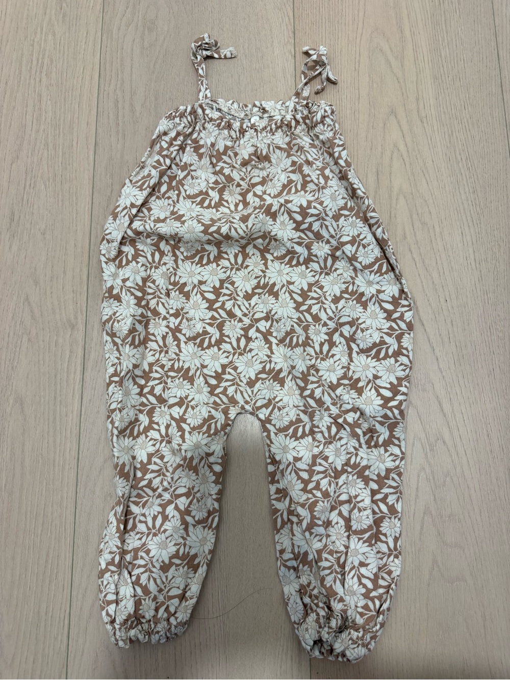 Rylee + Cru Cream Floral Brown One-Piece Jumpsuit | 18-24 Months